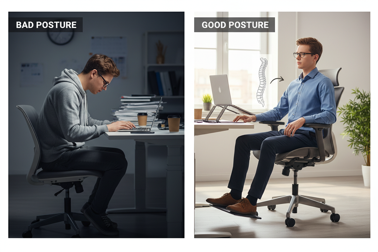 Postura incorrecta vs correcta