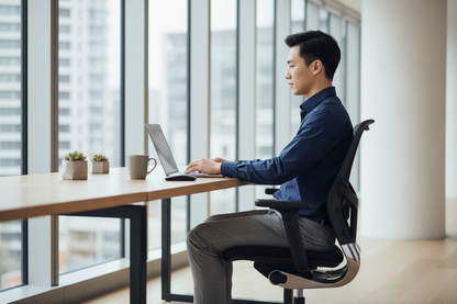 Profesional Trabajando con Silla Ergonómica